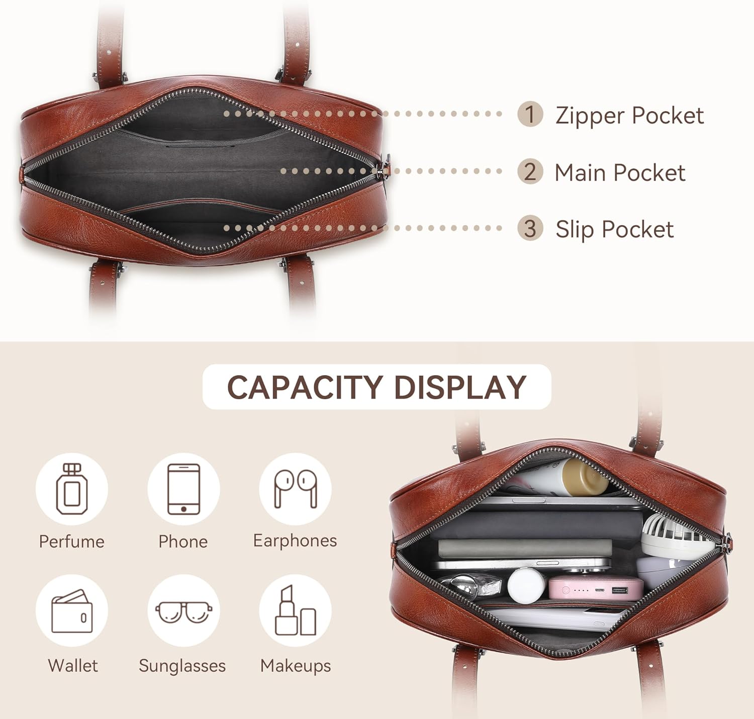 COOLCY Leather Shoulder Bag, Genuine Leather Purses Trendy Handbags,Vintage Hobo Clutch Bags Valentine's Gifts for Women - Image 5