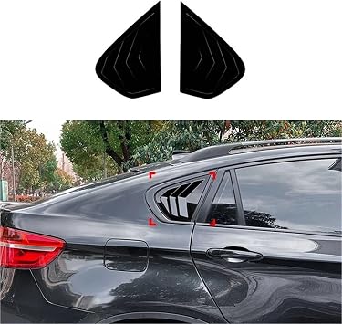 at-Car サイドウィンドウルーバーカバー リアエアベント ウィンドウルーバー ブラインドカバー BMW X6 E71 E72 2008-2014に対応