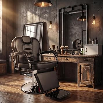 Artist hand Barber Chair, Reclining Salon Chairs for Hair Stylist, Heavy Duty Hydraulic Chair with Headrest and Footrest, 360 Degree Swivel with Lock, Spa Beauty Equipment, Black