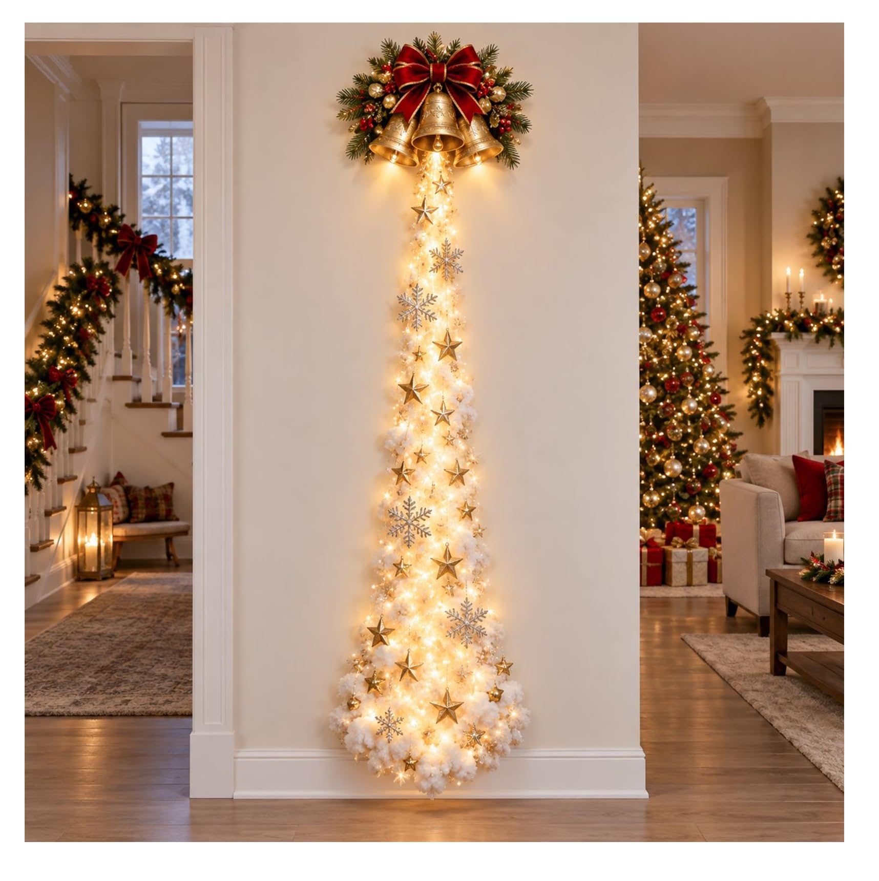 Christmas Magic Trail Wall Light, LED Cascading Christmas Wall Decor，A