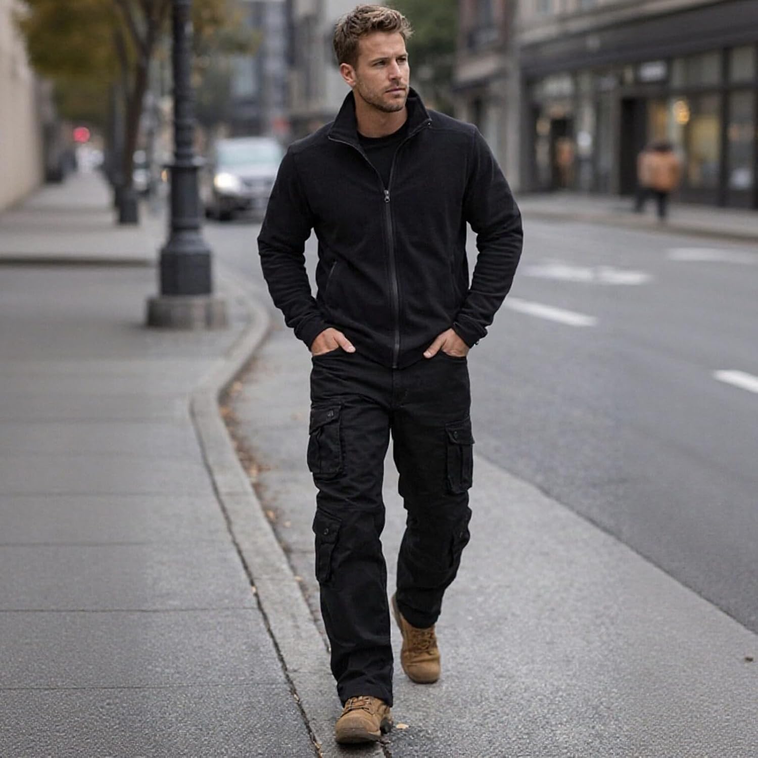 Matchstick Men's Regular Fit 8-Pocket Twill Cargo Pants