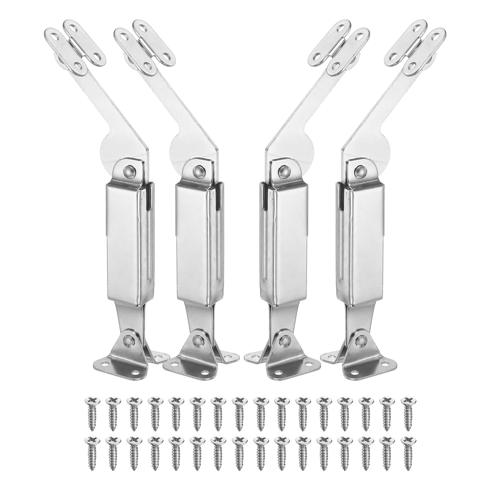 sourcing map 4Pcs Self-Balancing Lid Support Hinges, 7.17" x 1.22" Iron Folding Hardware Hinge with Screws, Light Duty Spring Hinges for Cabinet Box Furniture Storage Door, Silver