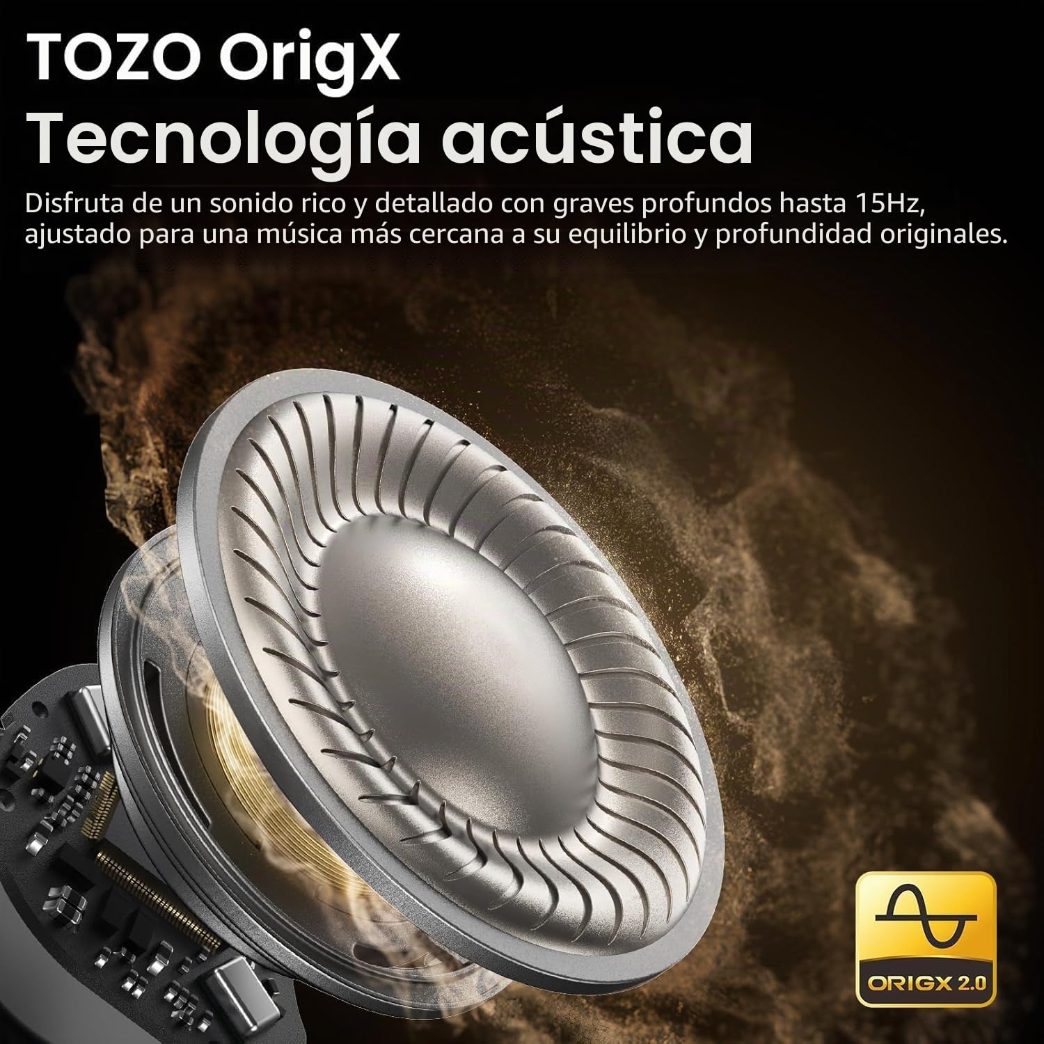 TOZO NC9 Auriculares Inalambricos Bluetooth 5.3,45dB ANC Híbrido Adaptativo | 60H batería pantalla, OrigX 2.0 Inmersivo, 32 EQs, 6 Mics ENC, Modo Transparente, IPX8, ajuste cómodo para oficina y deporte