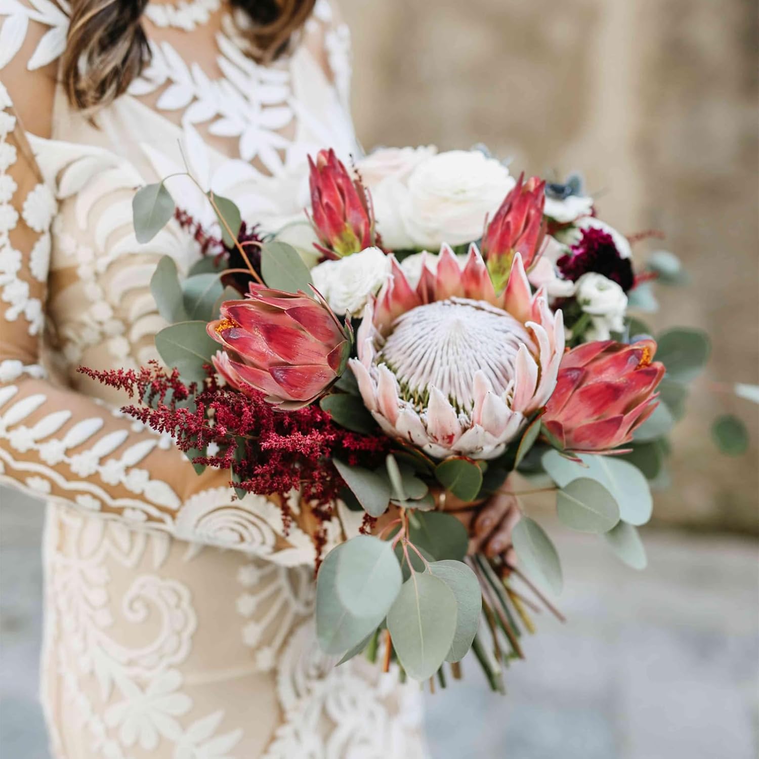 IPOPU Red Artificial Protea Flowers 2PCS Realistic Artificial Protea Silk Cynaroides Flower 31" Long Stem The King Protea Fake Plant Flowe for Wedding Table Centerpieces Home Garden Decoration(Red) - Image 5