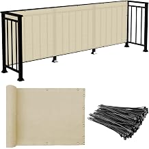 E&K Sunrise 3 x 15 Balcony Privacy Fence Screen Cover with Zip Ties Outdoor Screen Fence UV Protection for Deck Patio Backyard Apartment Pool Porch Beige