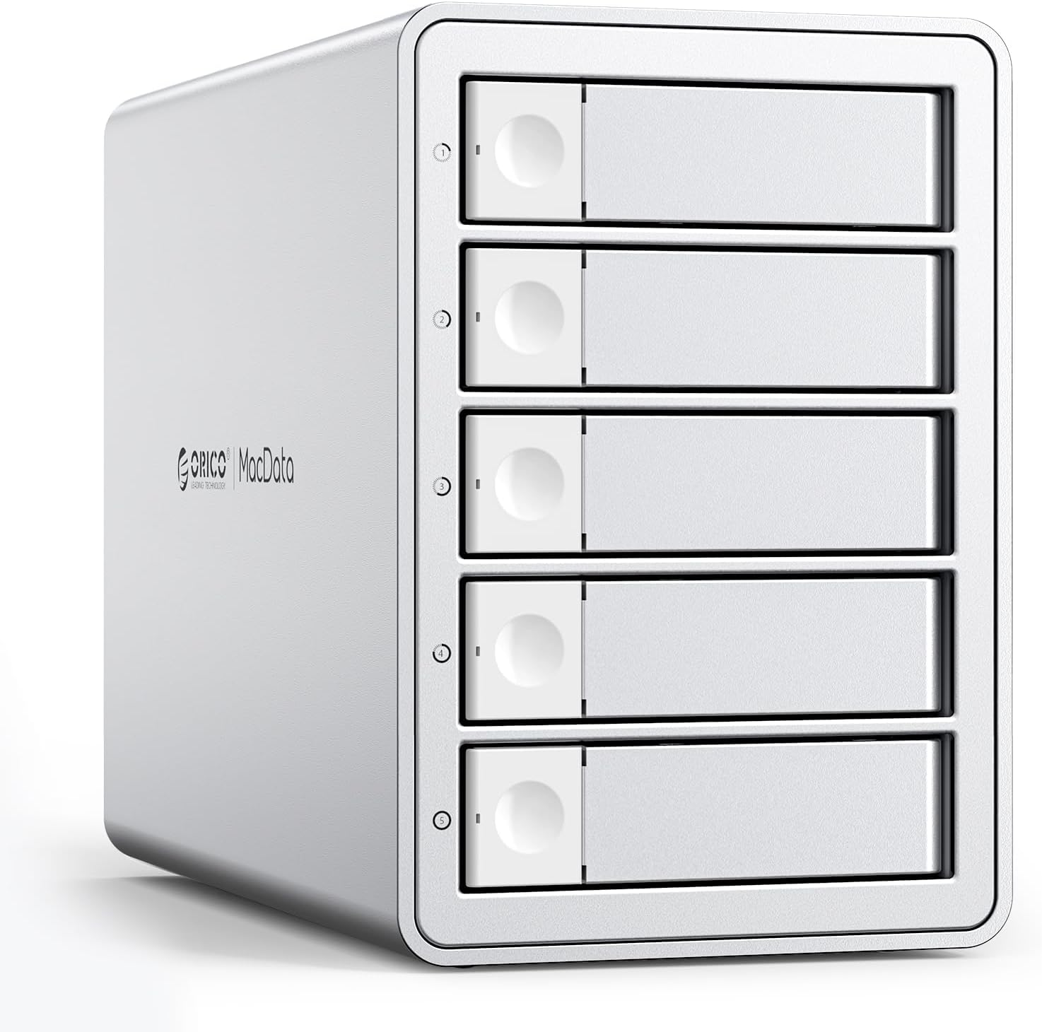 9958C3 Hard Drive Case with Daisy Face Function USB 3.2 Gen 2 10Gbps 2.5/3.5 Inch HDD Case 5 x 22TB High Capacity HDD External Case with 2-IN-1 Data Cable Hard Disk Bay 150W Internal Power