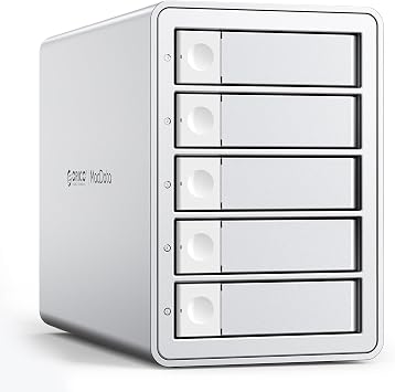ORICO HDD Case 5 Units with Daisy Face Function USB 3.2 Gen 2 10Gbps 2.5/3.5 Inch HDD Case 22TB x 5 High Capacity External HDD Case with 2-IN-1 Data Cable Hard Disk Bay 150W Built-in Power Supply