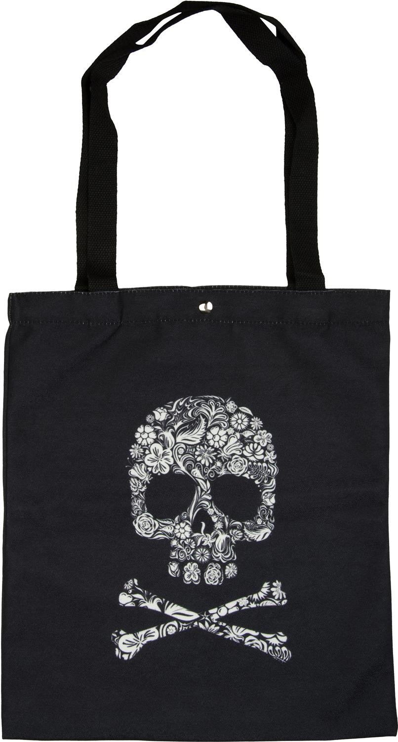 styleBREAKERFabric Bag with Skull Print, Press Stud Closure, Tote Bag, Shopping Bag, Bag, Unisex 02012194