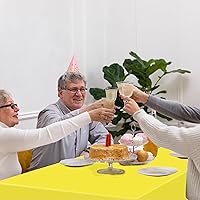 Vista 7 de 4 Pack Yellow Plastic Tablecloths Disposable Picnic Table Cover for Outdoor Birthday Party Baptism Graduation Decorations Yellow Table Cloths for 6
