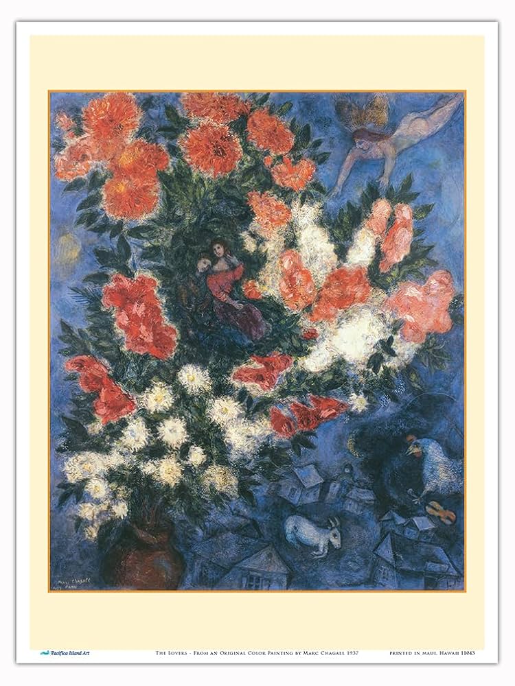 Chagall、LE COUPLE、希少画集画、新品額装付 Chagall、LE COUPLE、希少画集画、新品額装付