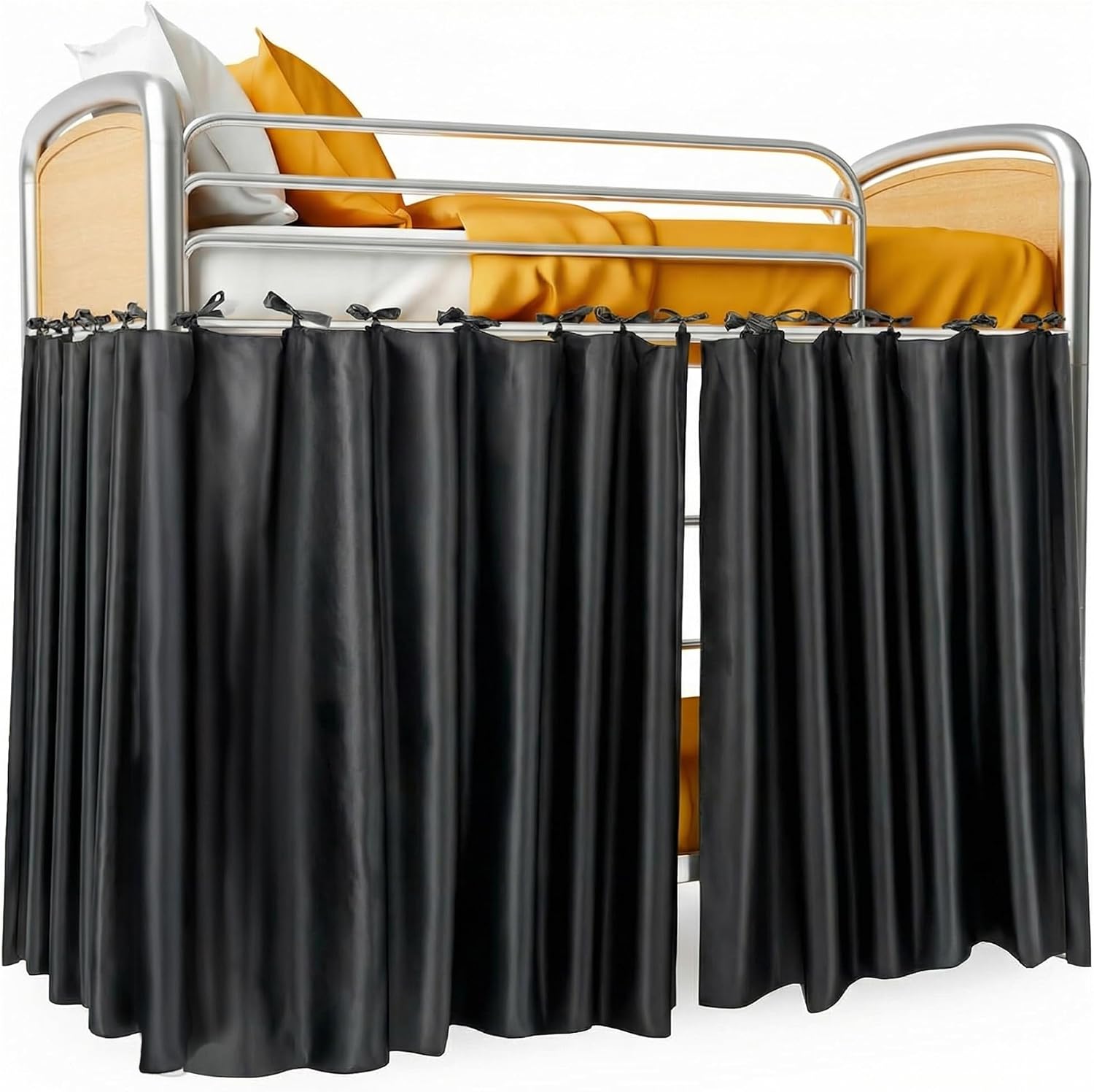 Calm & Cozy Blackout Bunk Bed Curtains for Bottom Bunk, Black, 2 Panels