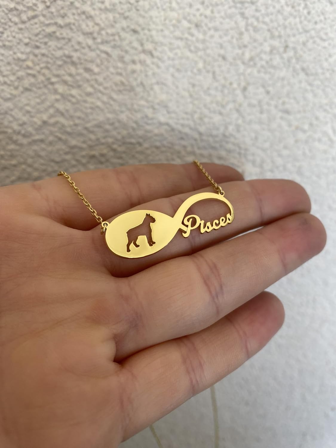 Hudoca Personalised Boxer Dog Infinity Necklace, Silver Dog Jewelry, 925 Sterling Silver, Gold Plated or Rose Plated