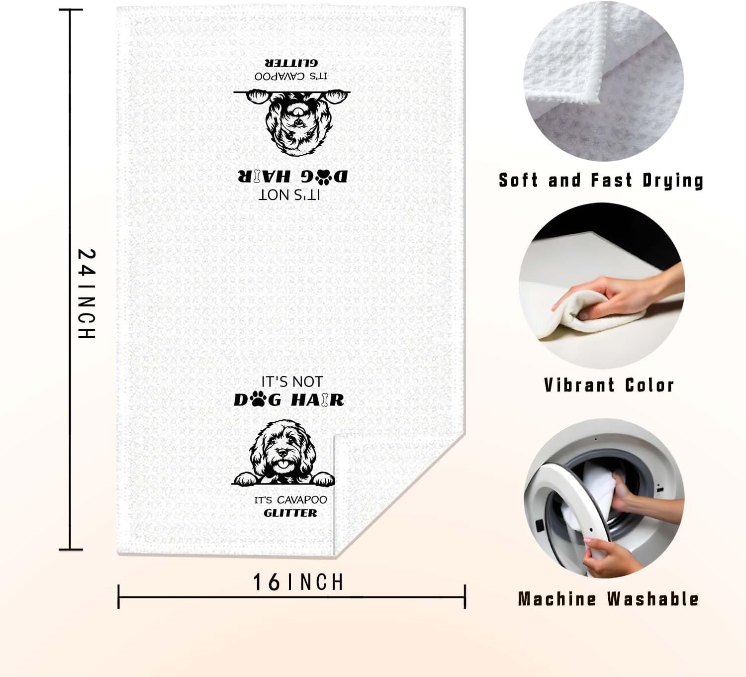 Cute Cavapoo Bathroom Hand Towels,Cavapoo Gifts for Women Dog Lovers Decorative Hand Towels for Bathroom Washroom,Funny Dog Kitchen Dish Tea Towels,16x24 Inch - Image 7