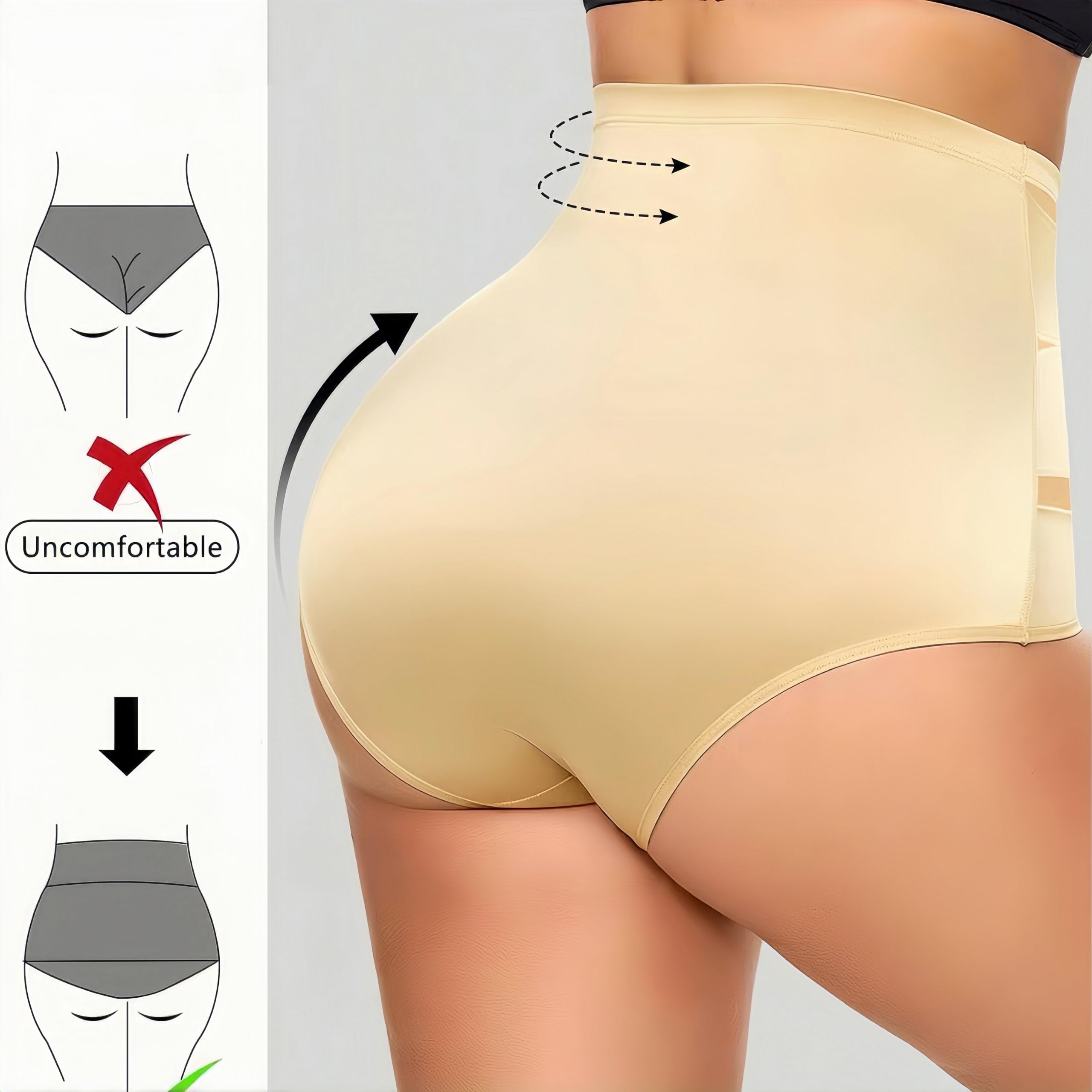 MEIION Coin féminin Gaine Ventre Plat,Culotte Gainante Taille Haute Minceur