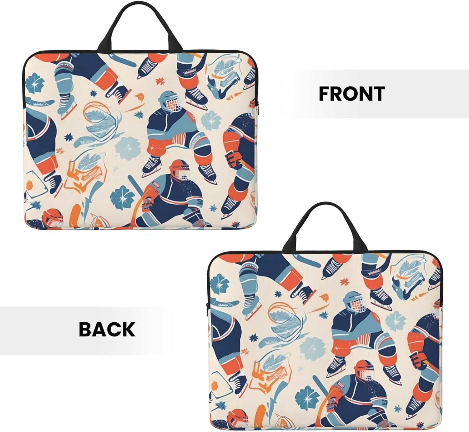Hockey Elements Creative Patterned Laptop Case 14 Inch, Water Resistant Laptop Sleeve with Handle Shockproof Protective Traveling Computer Cover Portable Laptop Bag Laptop Briefcase Men Women image 2