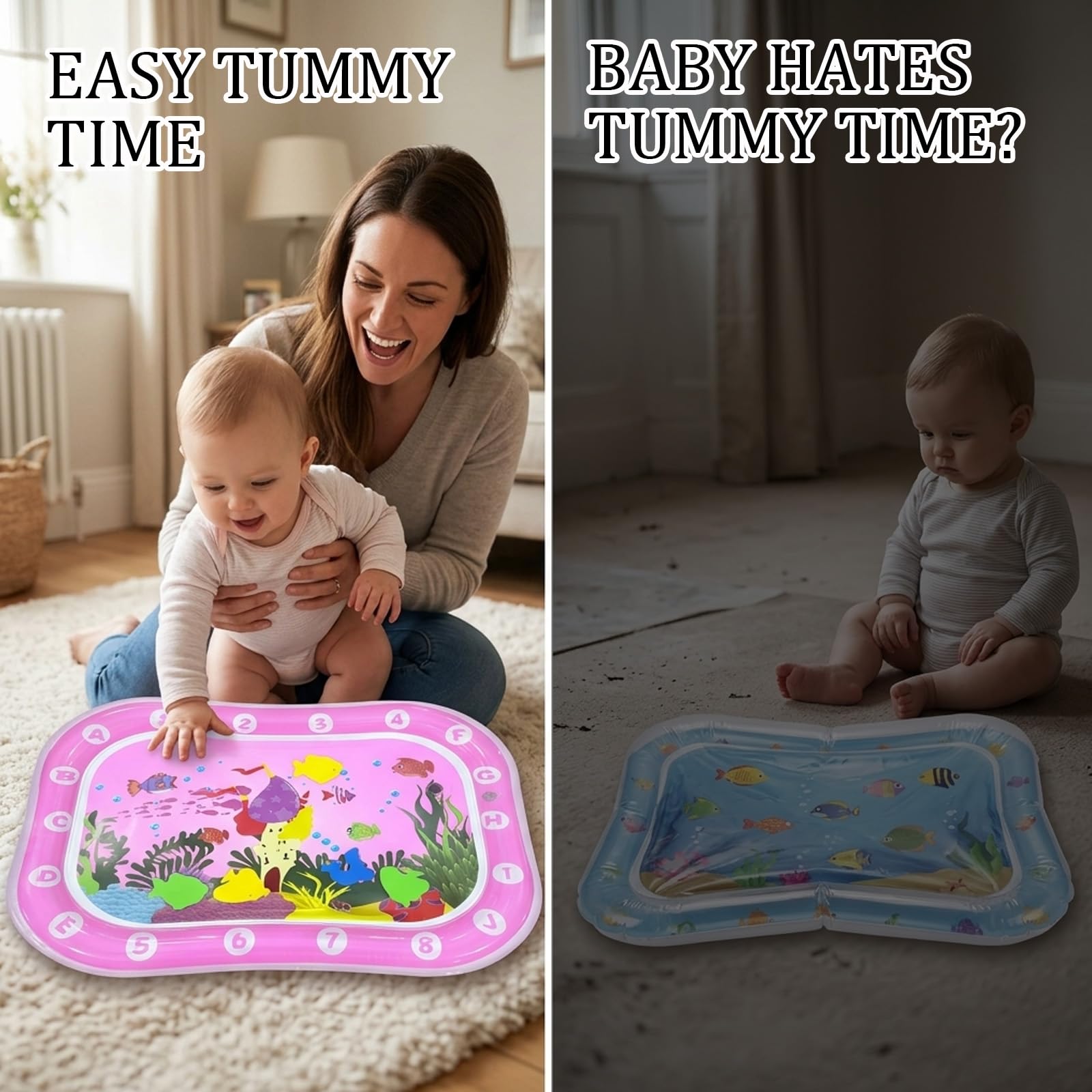 Baby Water Mat, Tummy Time Water Mat for Babies, Infant Developmental Activity Centre, Sensory Water Play Mat, Portable Travel Toy for Newborns to Three Years, 60 x 45 cm — view 5