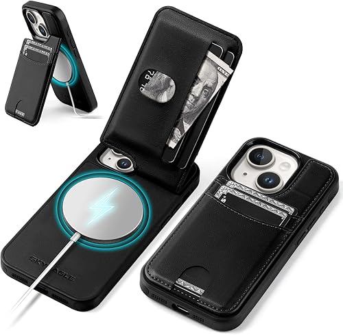 Miniatura 11 de Funda compatible con Magsafe para iPhone 13 Pro Max con soporte para tarjetas, función atril, bloqueo RFID, ranuras para tarjetas de crédito