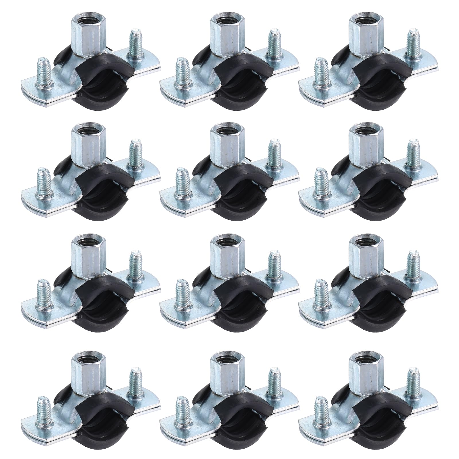 uxcell 12 Pcs Split Ring Pipe Hanger, 16mm/0.6inch Adjustable Pipe Bracket Clamp Wall Ceiling Mount Pipe Strap Support for Plumbing Drainage Pipe Tube