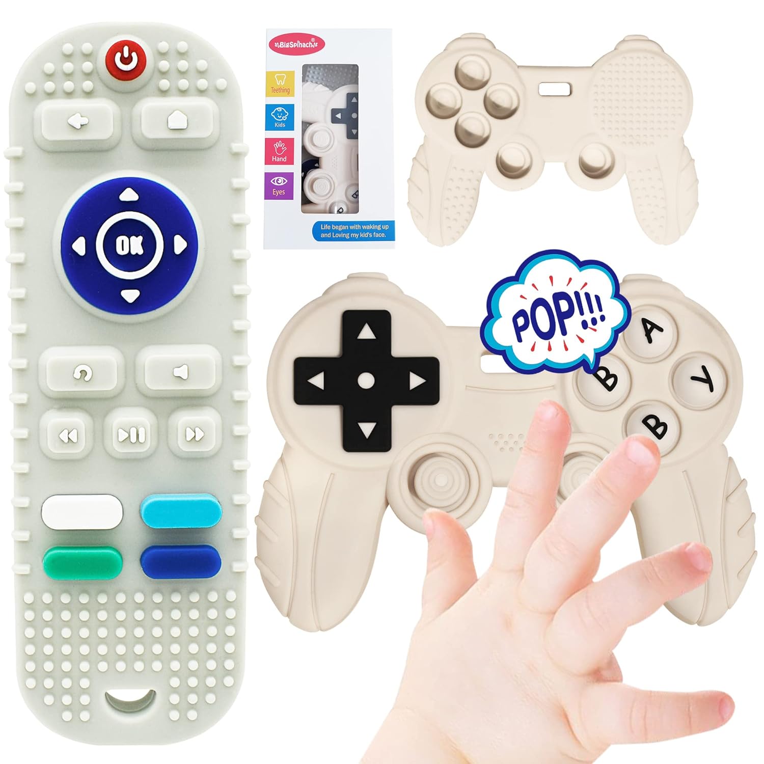 BIGSPINACH Teething Video Game Control Toy Teether Remote