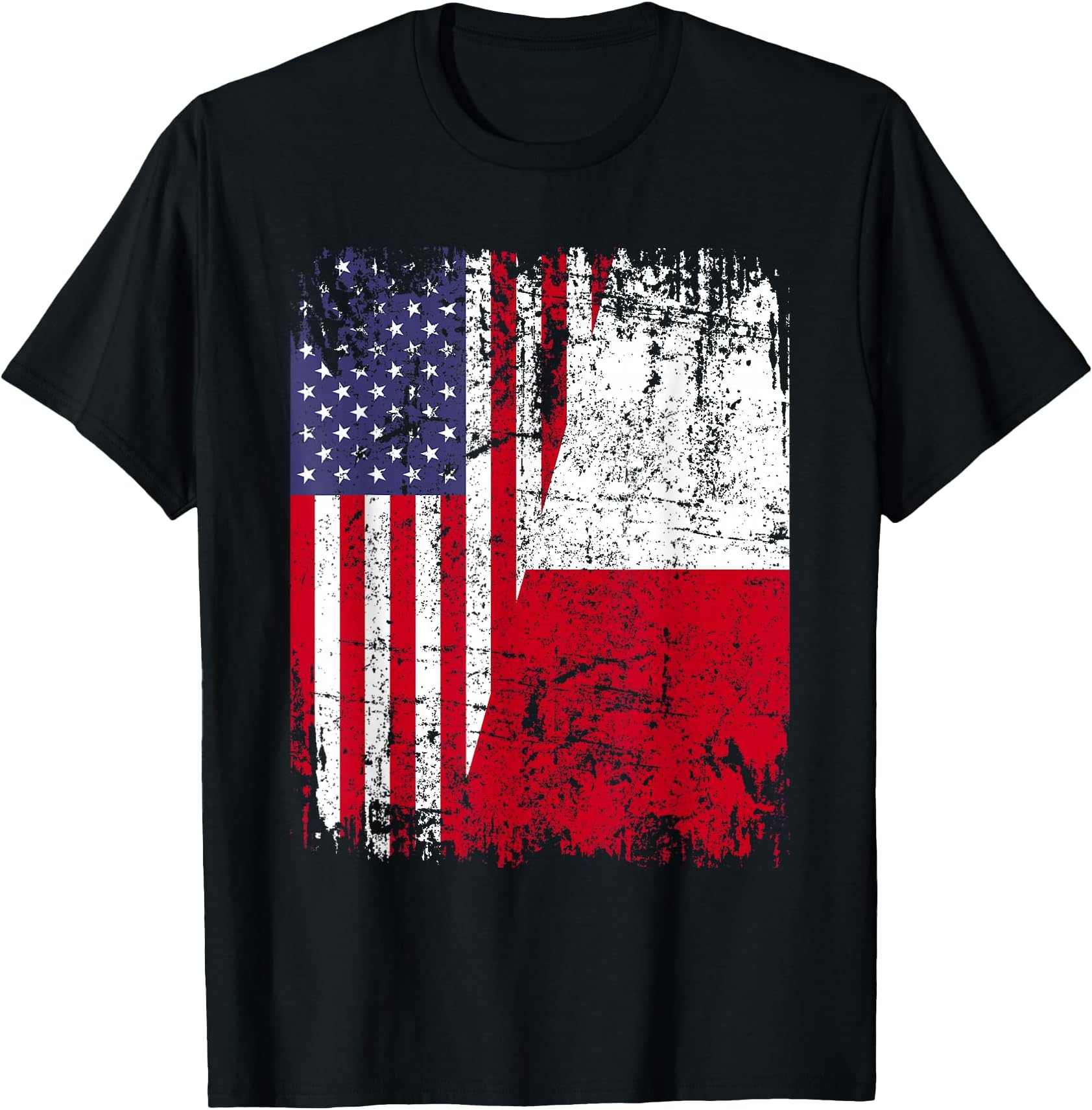 POLISH ROOTS | Half American Flag | USA POLAND FLAG T-Shirt