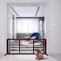 Vista 9 de Bonnlo Puerta independiente para perros, puerta de 37 a 68 pulgadas de ancho para chimenea, escaleras, puertas, valla ajustable de madera