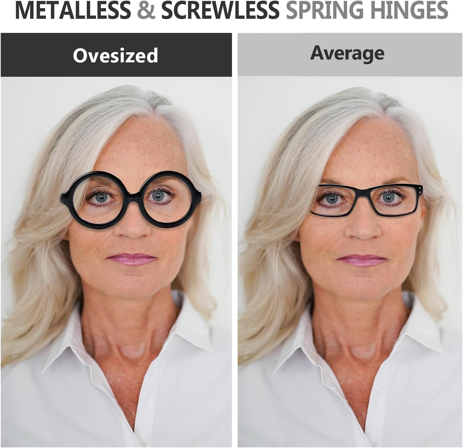CessBlu 6 Pack Huge Oversized Reading Glasses without Metal No Screws for Women Large Head Round Readers +3.00