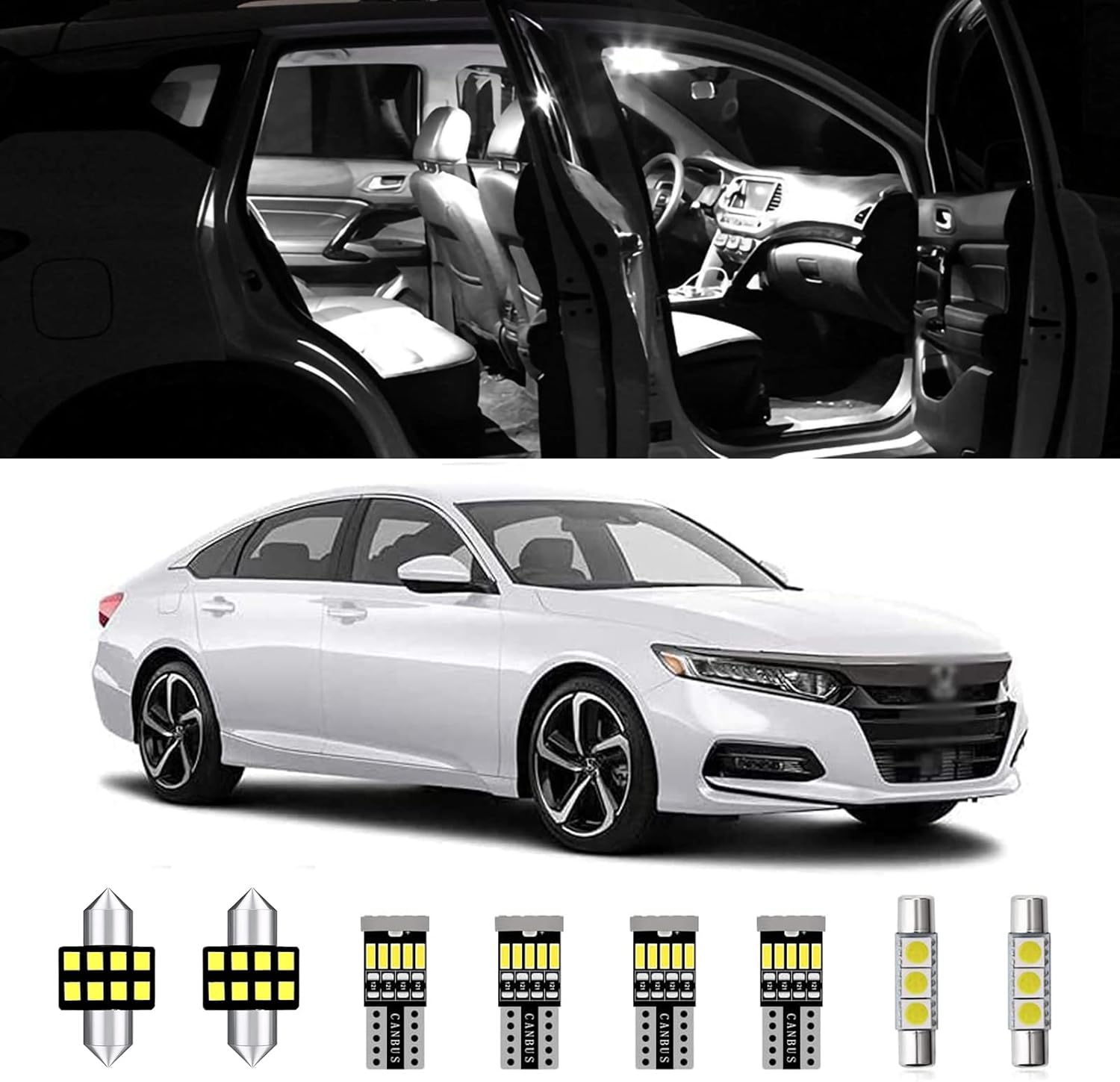 AWALITED 13pcs Accord Interior LED Lights Kit Super Bright LED Map Dome Light Bulbs for 2003 2004 2005 2006 2007 2008 2009 2010 2011 2012 Honda Accord All Models