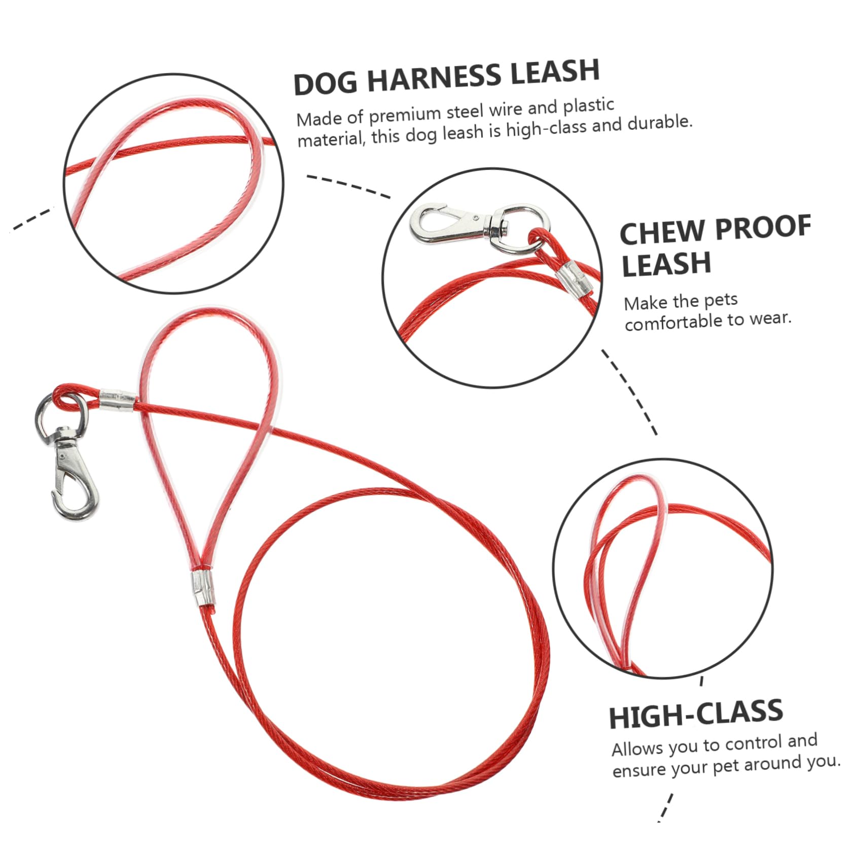 Sosoport 4pezzi Guinzaglio Per Cani Acciaio Resistente Agli Strappi Antimasticabile Accessorio Sicuro Per Passeggiate Quotidiane e Attività All Aperto