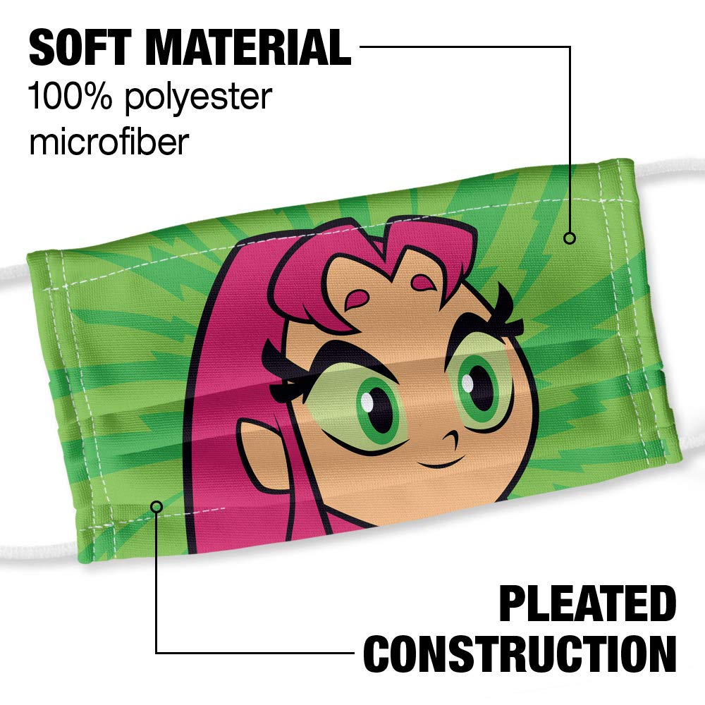 Teen Titans Go! Starfire Pattern 1-Ply Reusable Face Mask Covering with Adjustable Nose Wire, Unisex