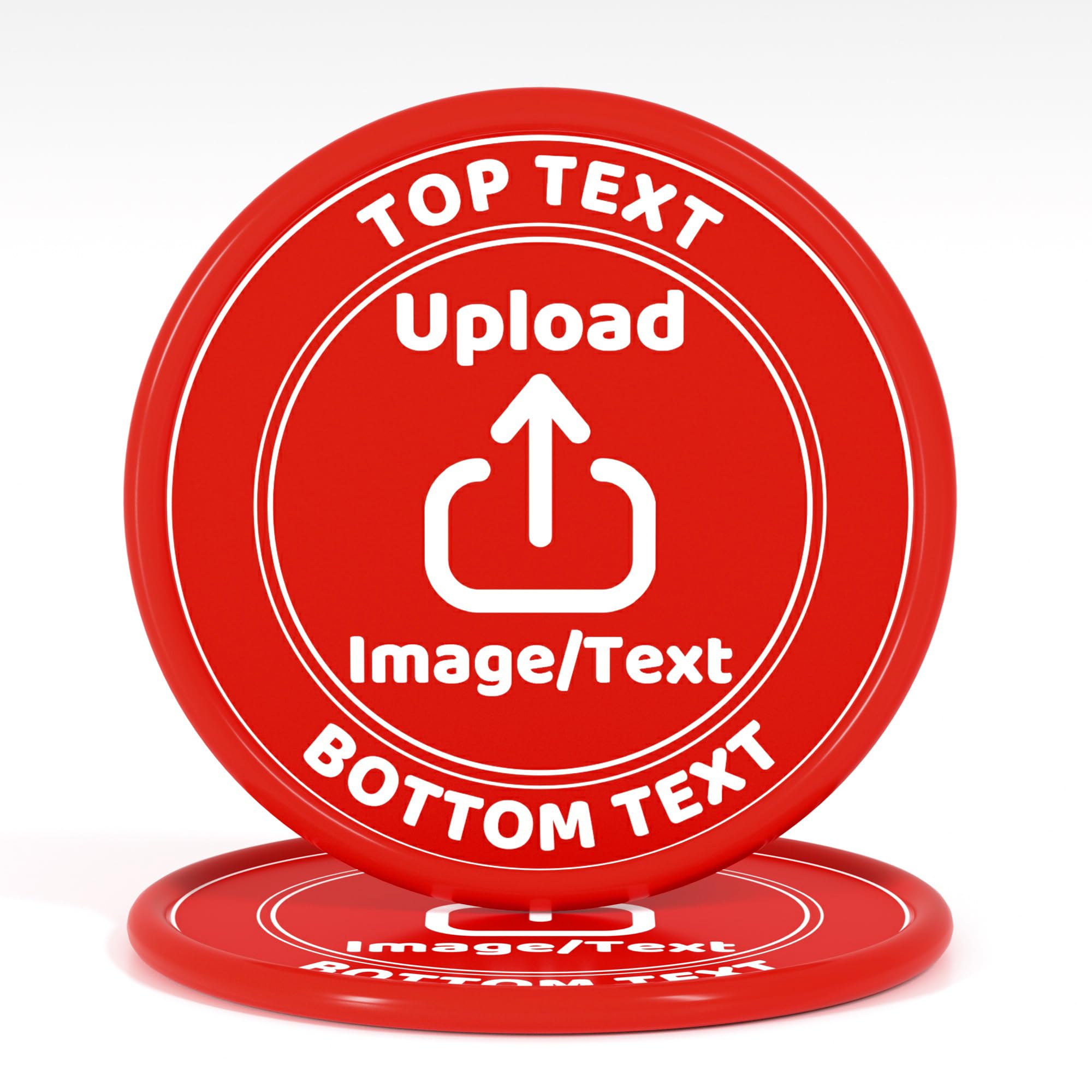 200-1000 Custom Plastic Poker Chips, Drink Chips Personalized Your Own Logo, Image and Text, Double Sided Full Color Printing Custom Tokens for Bar, Party, Business Cards and Promotions (Red)