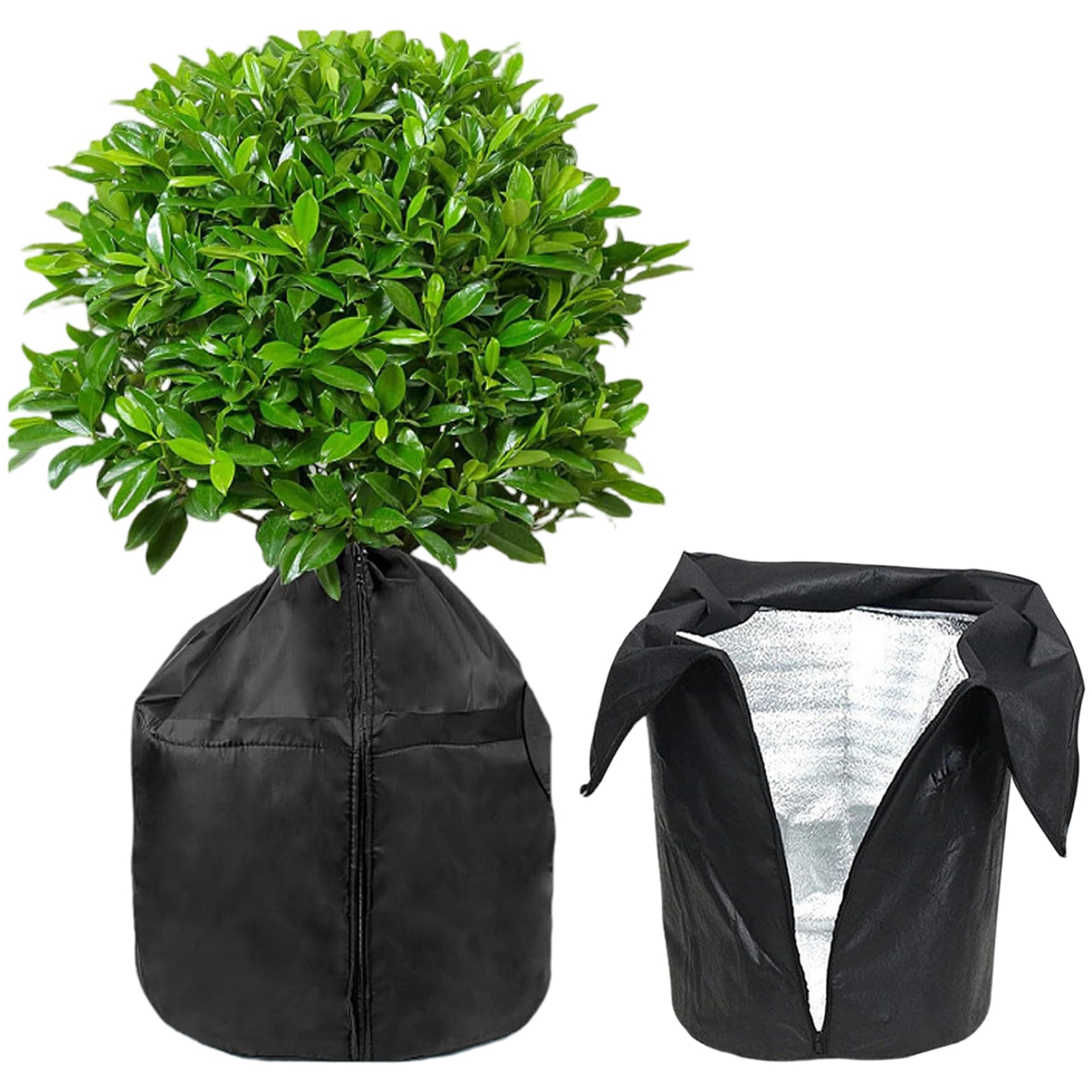 2-Pack Winter Plant Covers for Freeze Protection, 45x50cm Plant Pot Covers with Zipper & Drawstring, Oxford Cloth Frost for Outdoor Potted Plants, Shrubs, Small Trees