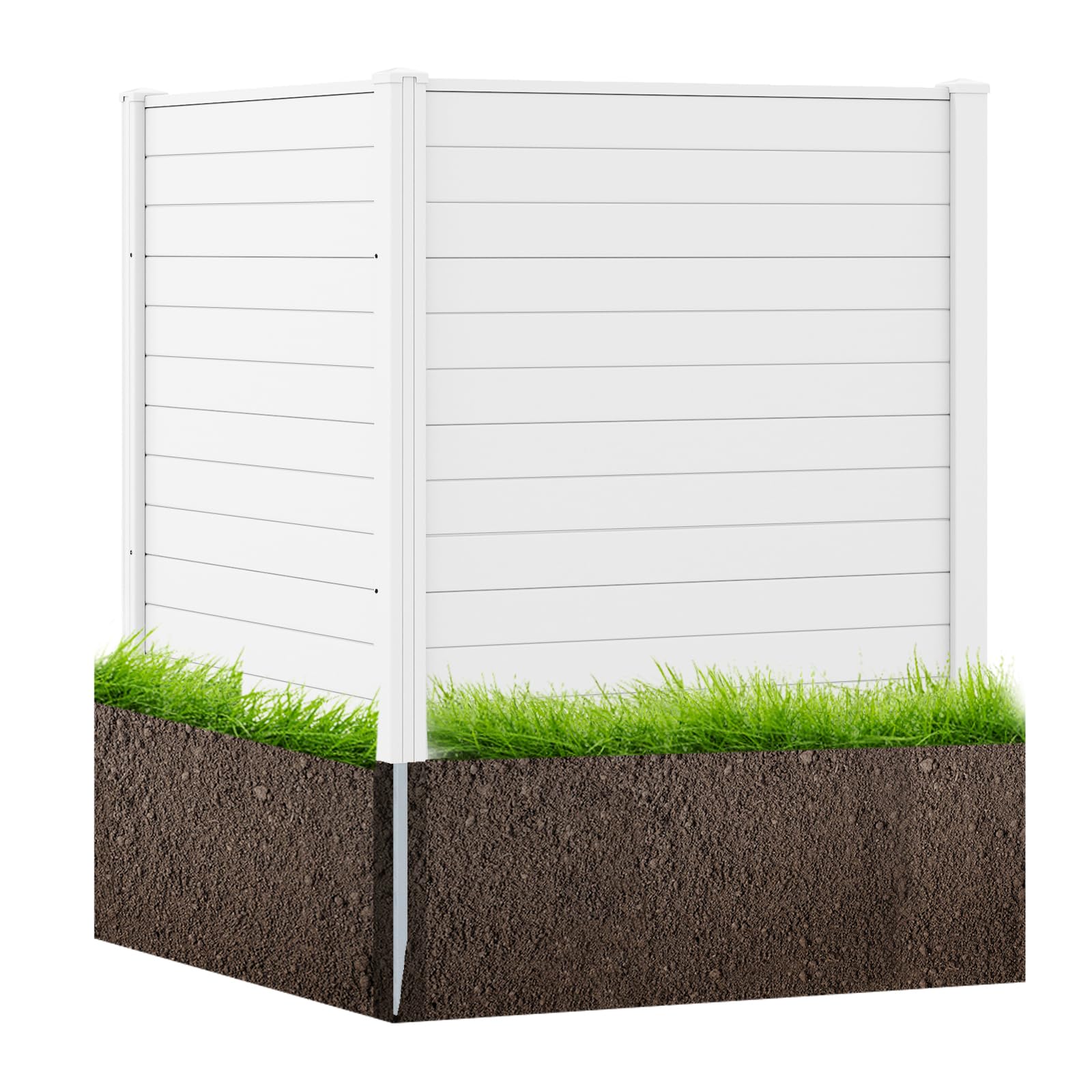 HOMASIS Clôture de Jardin, Panneau Brise Vue Extérieur avec Piquets de Sol Métalliques, Kit de Panneaux de Confidentialité pour Climatiseur, Poubelles, Clôture Extérieure (Blanc, 123 x 123cm)