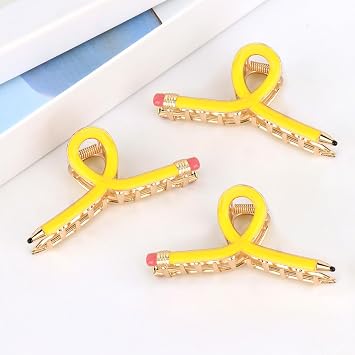 YARIEW Pencil Hair Clips for Women Thin Hair Teacher Gifts Claw Clips for Thick Hair Funny Back to School Hair Clips for Teacher Appreciation Gifts Cute Hair Accessories Party Costume