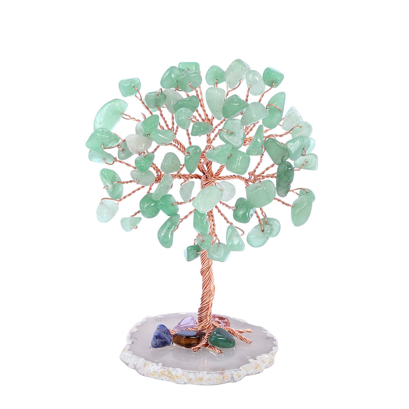 JSDDE Mini Crystal Tree Healing Crystal Tumble Stone Tree of Life Feng Shui Tree Gemstones Agate Money Tree Figurines Ornament (Green Aventurine)