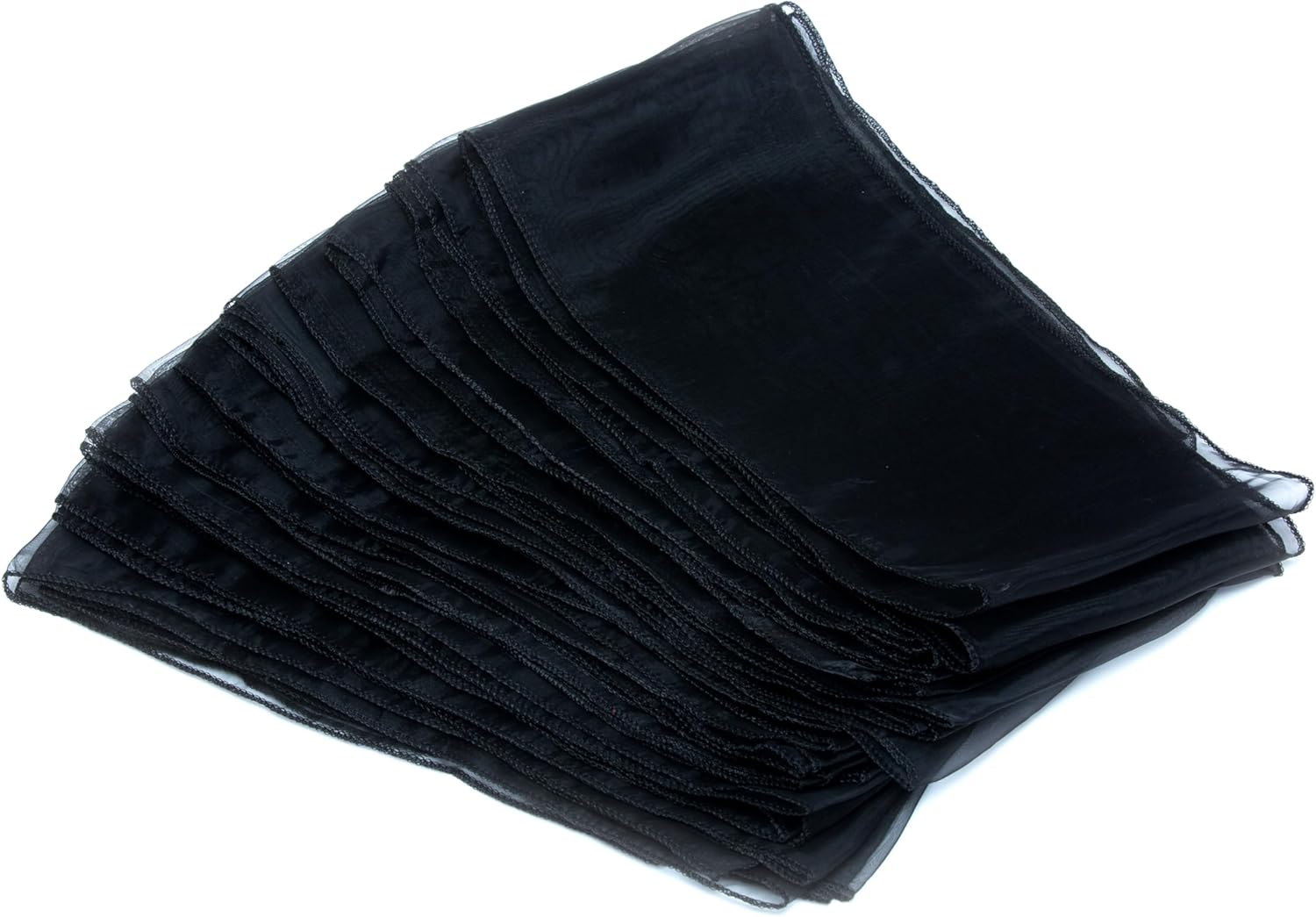 MDS 10 Pack Organza Table Runner 12 x 108 inch Long Premium Table Runners for Wedding Party, Events Decoration, Banquets Decorations, Bright and Smooth Silk Fabric Party Table Runner- Black