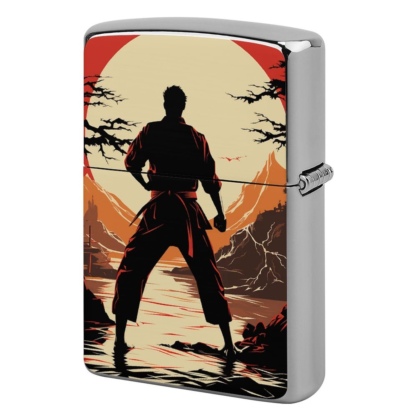 Karate Men Lighter Case Cover Vintage Metal Lighter Sleeve Reusable Lighter Protective Cover Decorative Lighter Holder Birthday Gifts for Men Women