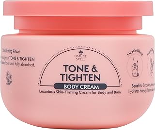 Nature Spell Firming & Toning Body Cream, with Hyaluronic Acid, Plant Collagen & Ginseng, Tightening Moisturizer for Skin Elasticity, For All Skin Types, Vegan, 8.45 fl oz