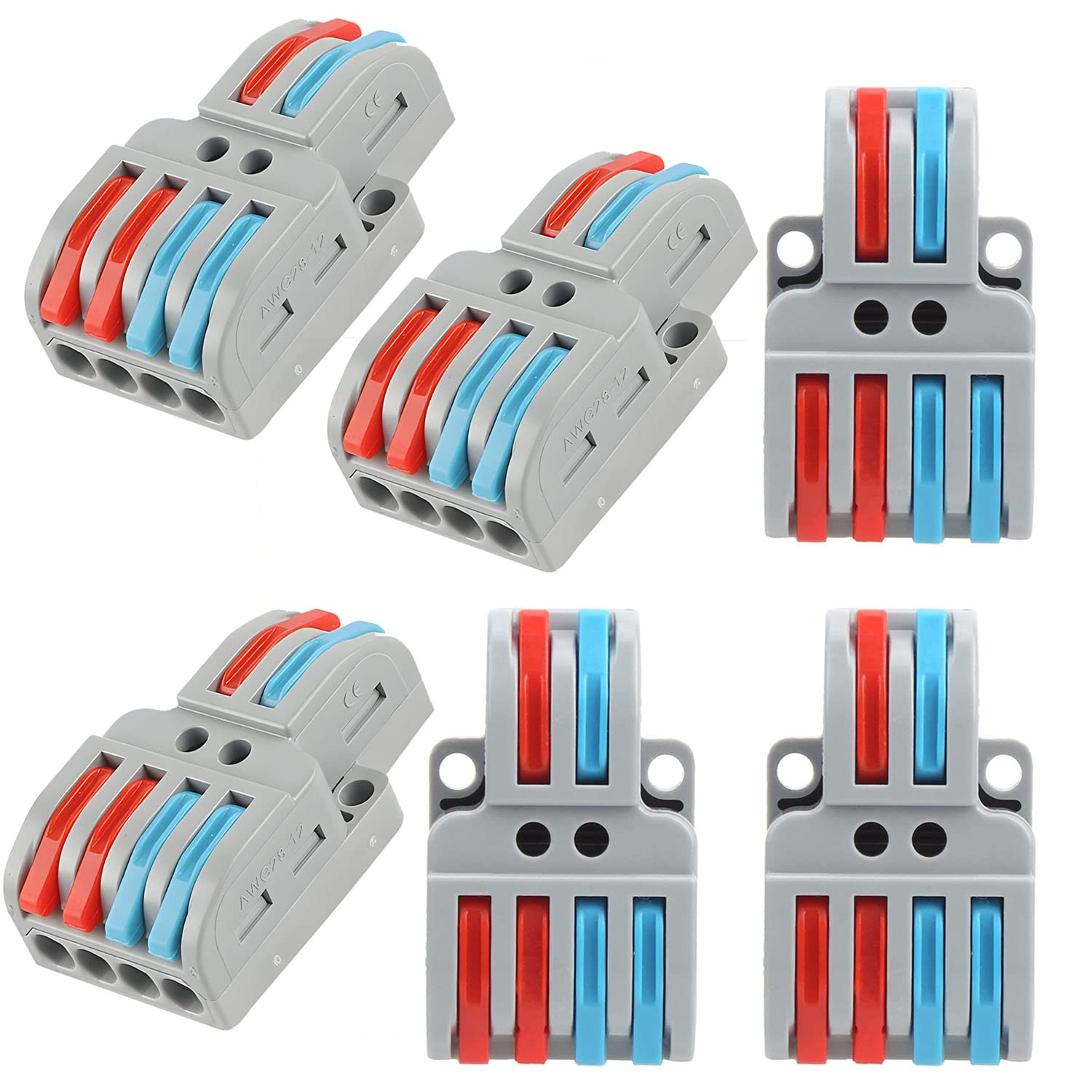 2 to 4 Lever Wire Conductor - Assortment Conductors - Compact Splicing Connectors - Lever Nut Connector Terminal Block (6pcs, 2 to 4 Inline, Multi)-image-23
