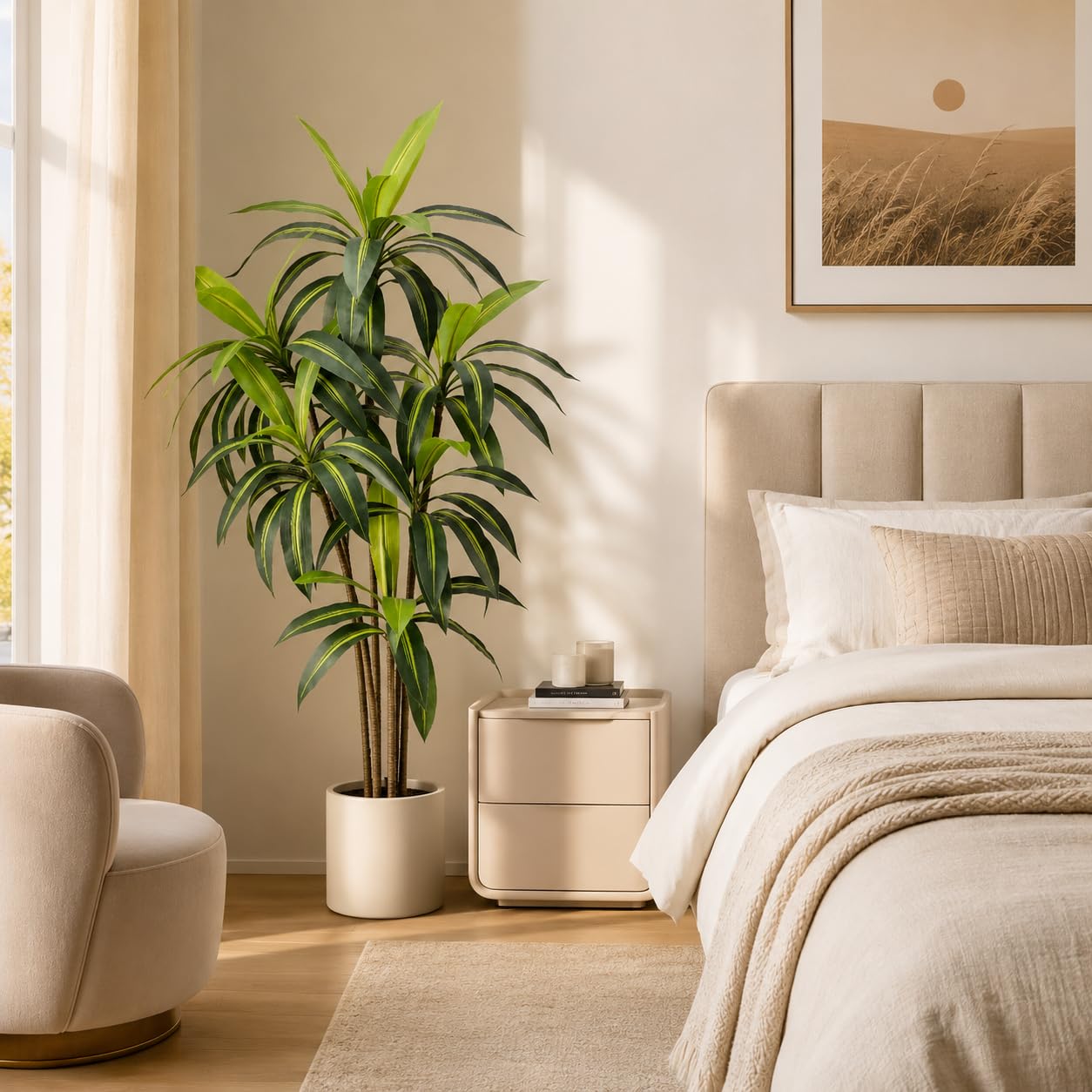 KAYLEEFLOR 130CM Artificial Dracaena Tree in Pot(5 Trunks 57Leaves 130CM)