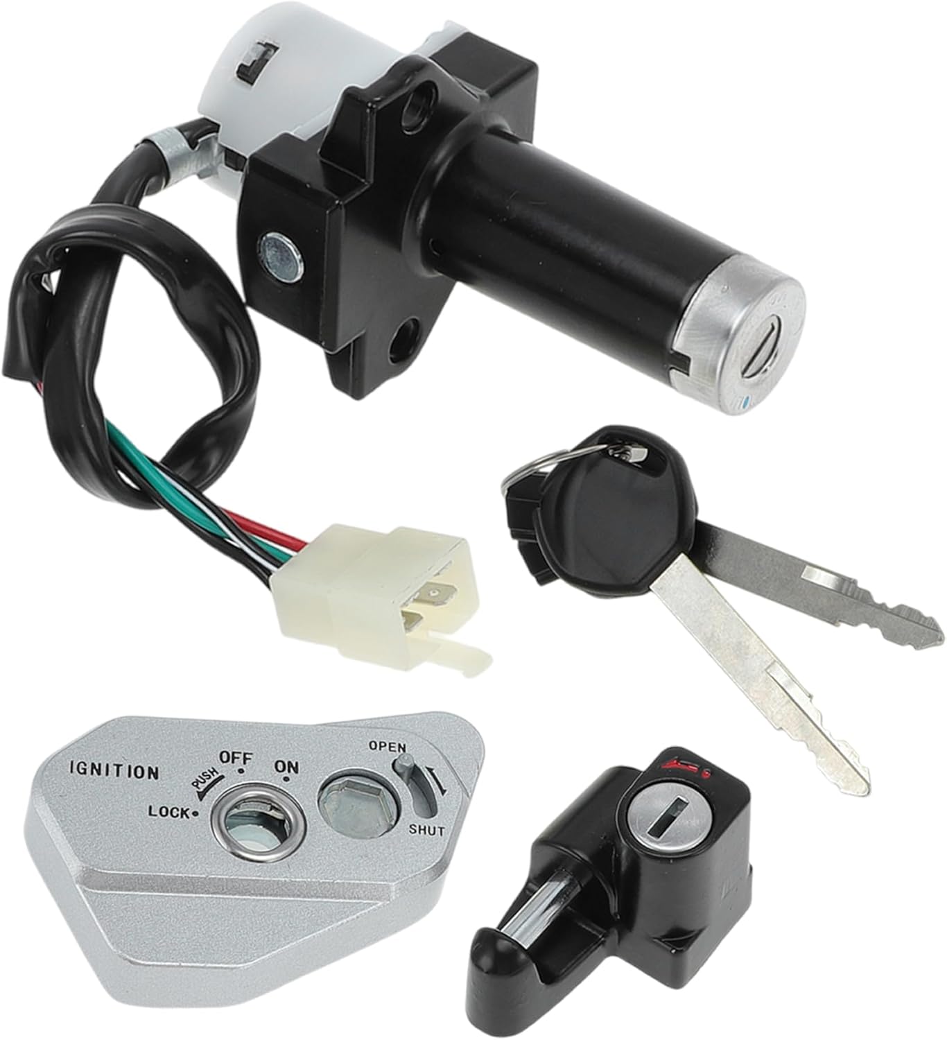 Motorcycle Ignition Key Switch Set for Hawk 250 for TBR7, Motorbike Ignition Switch Lock with Lock Cylinder, 4-pin Starter Switch Lock with Keys, Anti-Theft Lock, Helmet Lock