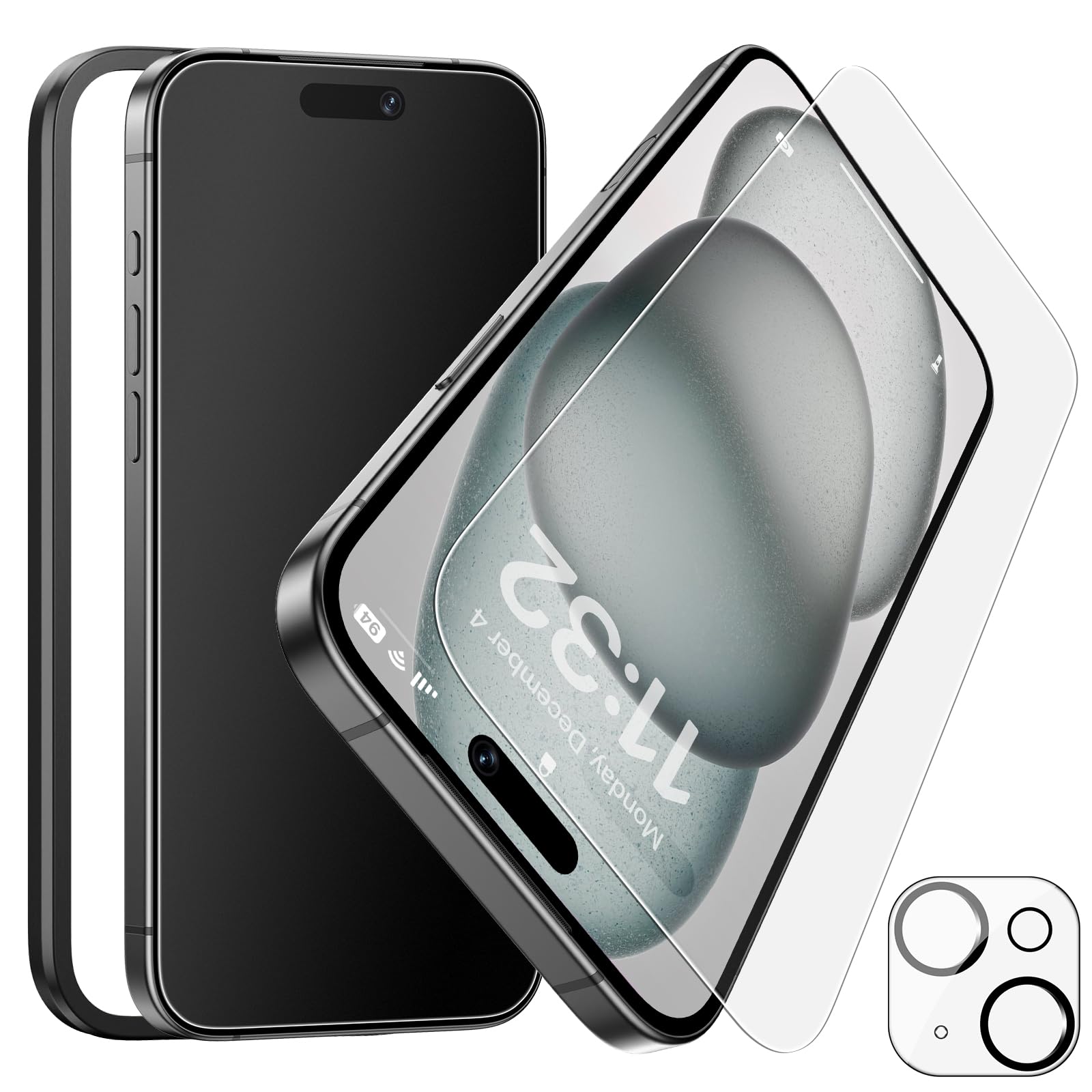 Photo 1 of Esanik 1 Pack for iPhone 17 Pro Matte Glass Screen Protector + 1 Camera Lens Protector - Anti-Glare, Anti-Fingerprint, Anti-Reflection, 9H Hardness, Smooth Touch, Easy Installation Frame Included