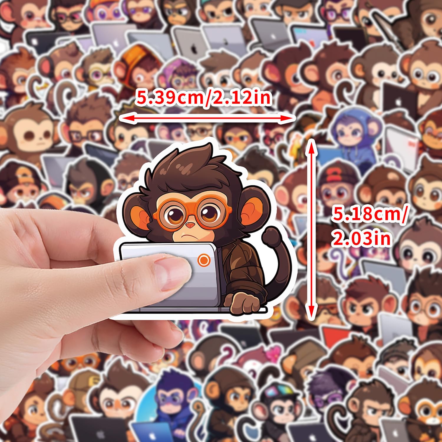 100 Pcs Programming Stickers for Kids Teens Adults Boys Girls Gift,Monkey Stickers Pack for Laptop,Skateboard,Luggage,Car,Bike - Image 2