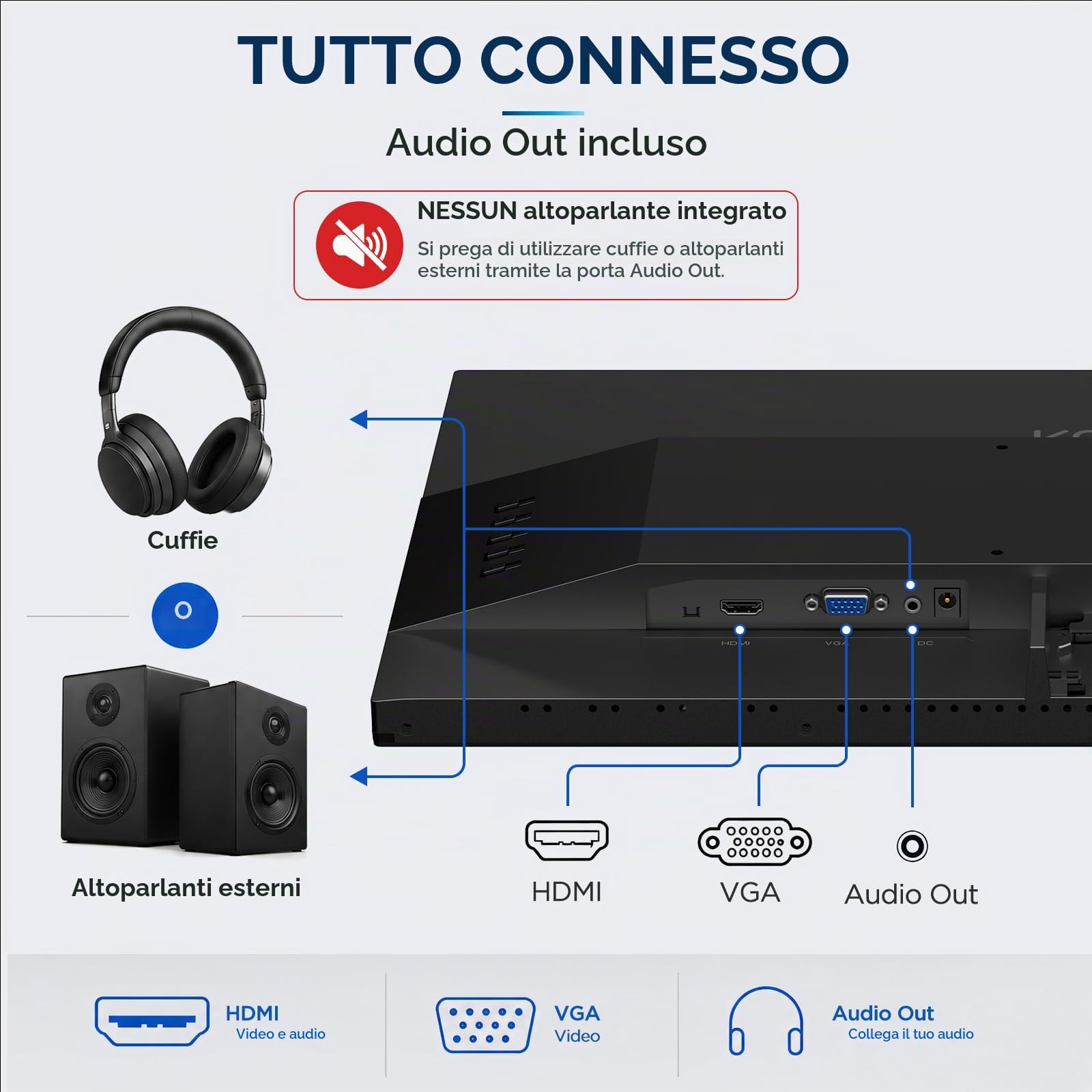 KOORUI Monitor 24" FULL HD, (1920 x 1080, 75 Hz, VGA, HDMI), Flicker Safe, 99% sRGB, Tempo di Risposta 5 ms, Reclinabile, Nero