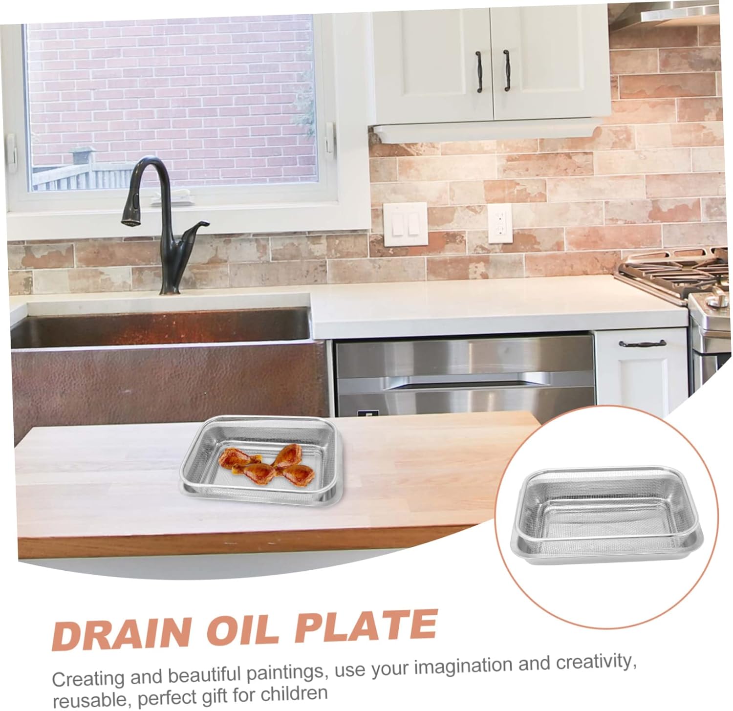 PRETYZOOM 2sets Oil Strainer Sink Colander Strainer Oil Catch Pan Bowl Baking Random Style