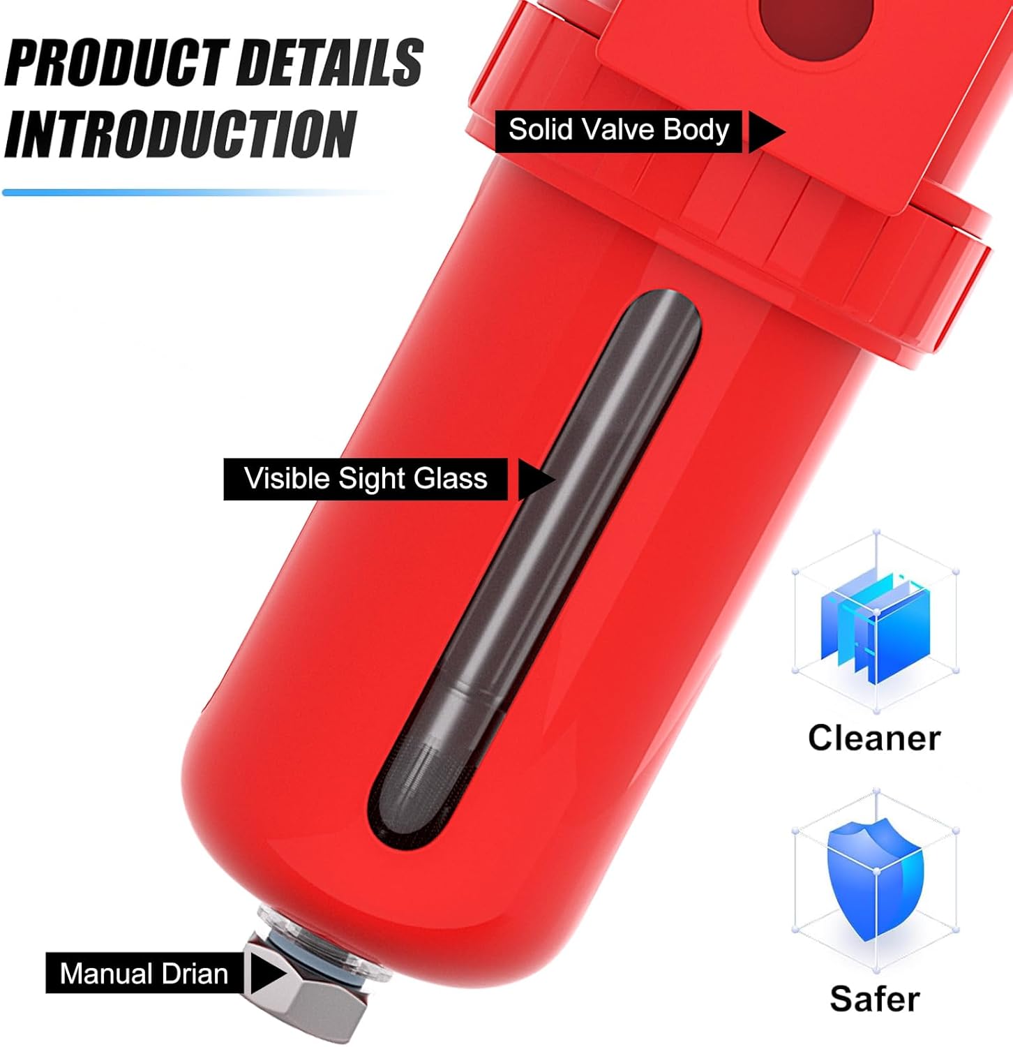 3/8" NPT Compressed Air Desiccant Drying System, For Dry Air, Compressed Air, Plasma Cutter and Paint Spray with Desiccant Beads Bag