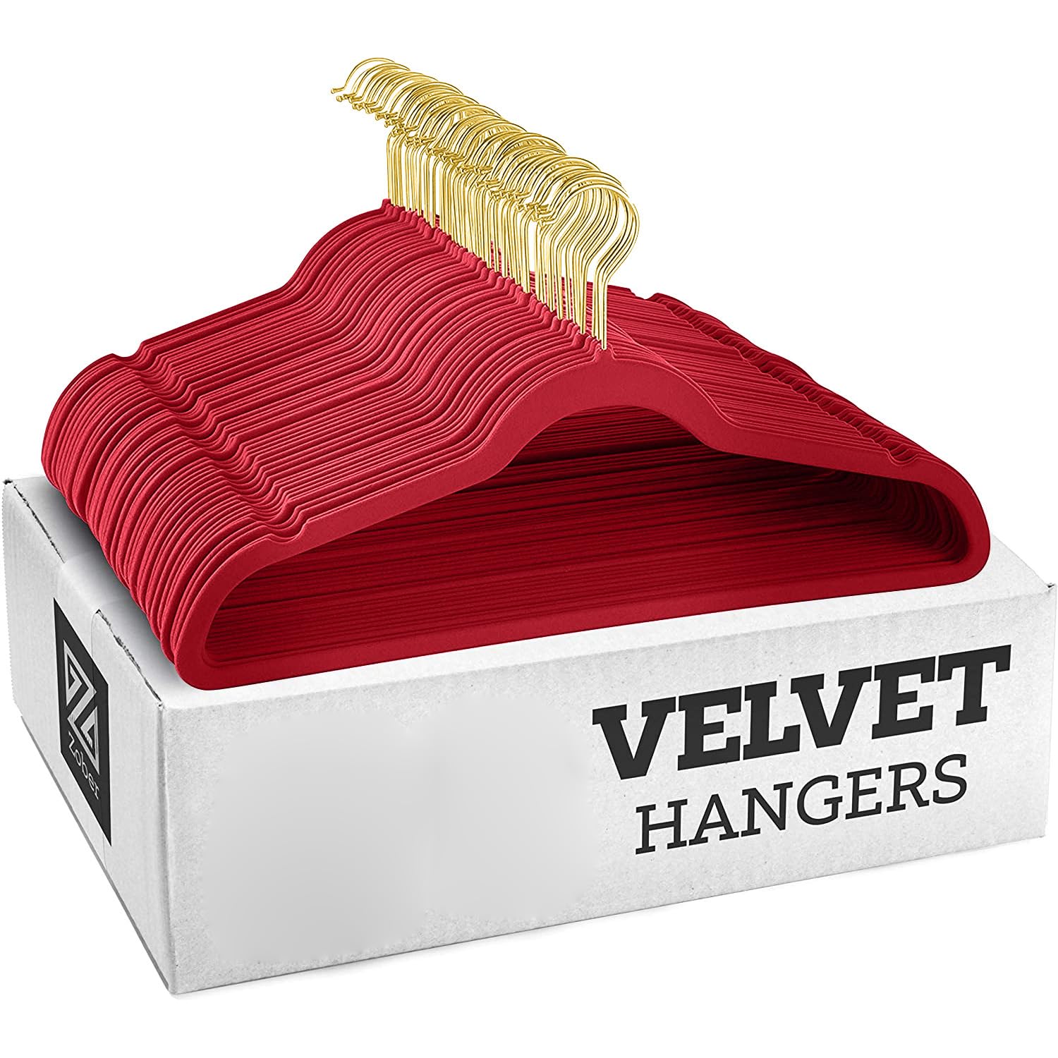 Grucce Appendiabiti Antiscivolo Velluto, Salvaspazio e Antiscivolo, Con Gancio Girevole 360°,Per Cappotti, Giacche, Camicie, Gonne, e Pantaloni,Rosso,50 Pack