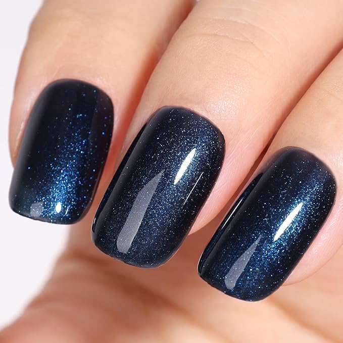 Midnight Dark Blue Glitter Gel Nail Polish