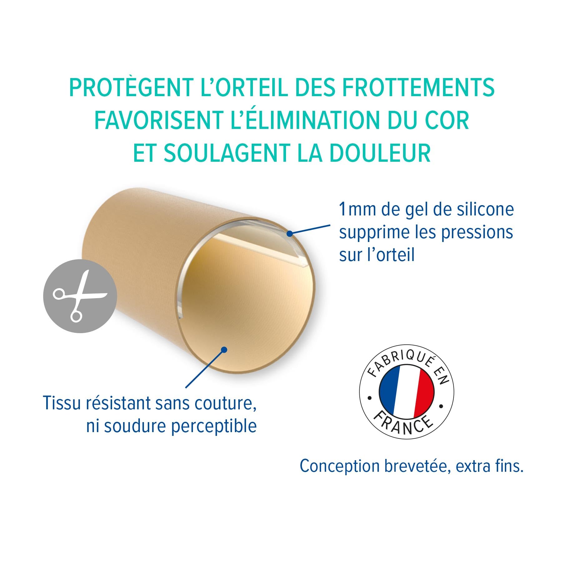 EPITACT | Protège-Orteils Digitubes | Cors, Œils-de-Perdrix | Protègent les Orteils des Frottements et Pressions | Soulagent la Douleur | Éliminent Naturellement les Cors | Fabriqués en France (M)