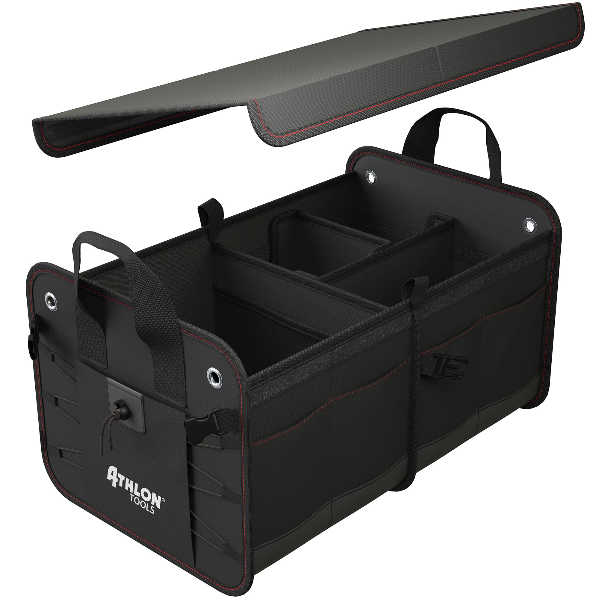 ATHLON TOOLS Borsa per bagagliaio di alta qualità con coperchio, 60 litri, organizer per bagagliaio XXL, fondo extra stabile e impermeabile, con chiusura a strappo