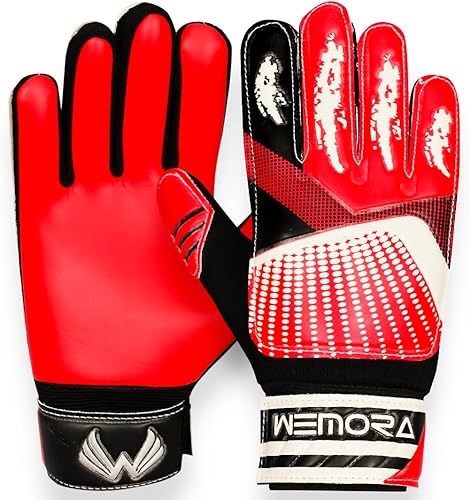 WEMORA Guantes de portero de fútbol para niños, jóvenes, niños y jóvenes, 0.157 in, antideslizantes, de látex, agarres de palma, guantes de portero